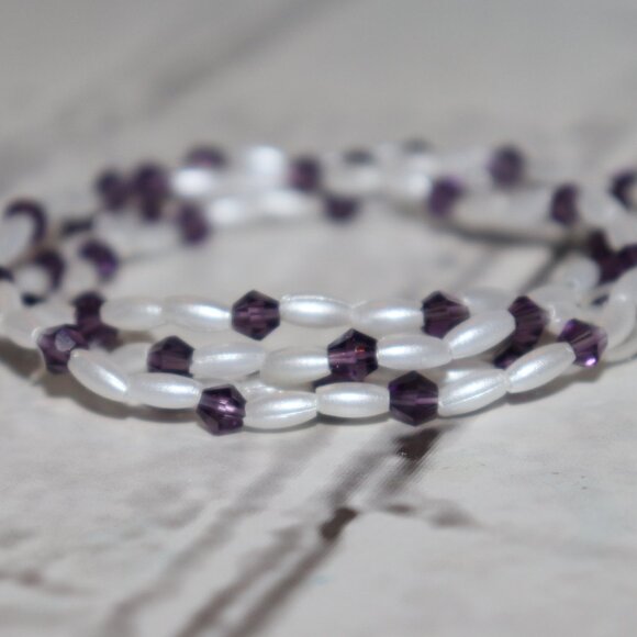 ✨ Lavender Luxe Bracelet Set · Pearls & Purple Crystal Beads · 7" ✨ - Picture 1 of 5